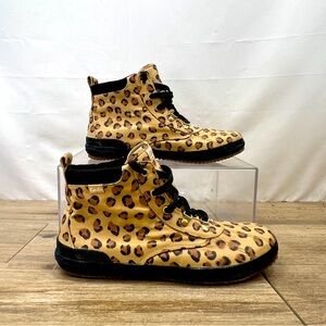Keds Girls shoes 5M Scout Black‎ Tan Leopard Hi-Top Lace Up Sneaker Boots
